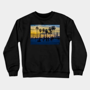 Sunset Basketball Game at Venice Beach, California, USA. Crewneck Sweatshirt